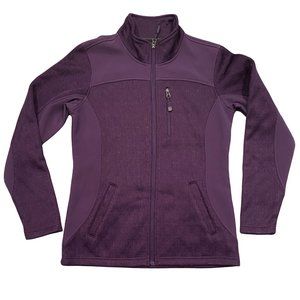 SwissTech Full Zipper Sweater Jacket Plum Purple XS Mock Neck Womens Knit Fleece